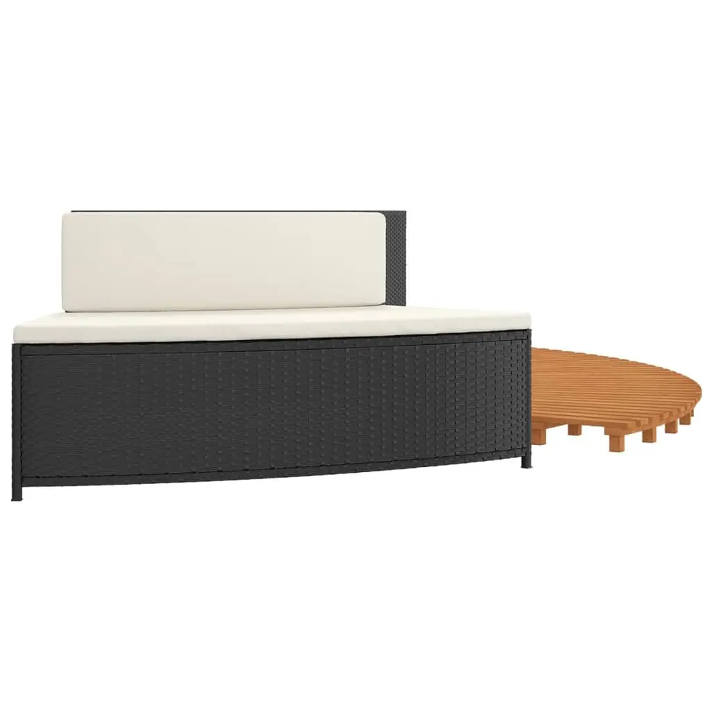 Hot Tub Surround Black Rattan Wood Outdoor Spa Bench Storage Shelf