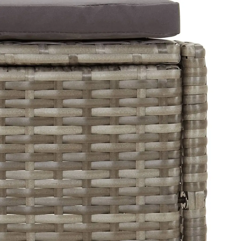 Hot Tub Surround Grey Poly Rattan Acacia Wood Frame Integrated Seating Storage Shelf