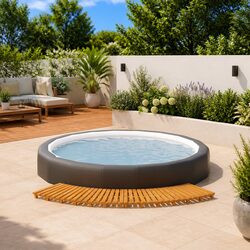 Spa Steps 2 Pieces Solid Wood Slatted Design Pool Hot Tub Entry Outdoor Deck