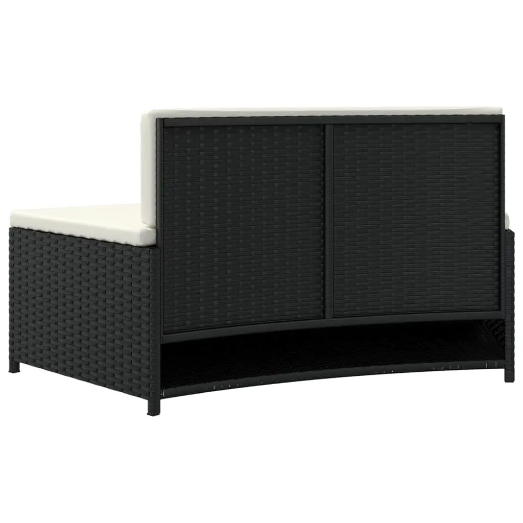 Spa Benches Black Set of 2 Cushioned Outdoor Garden Seating