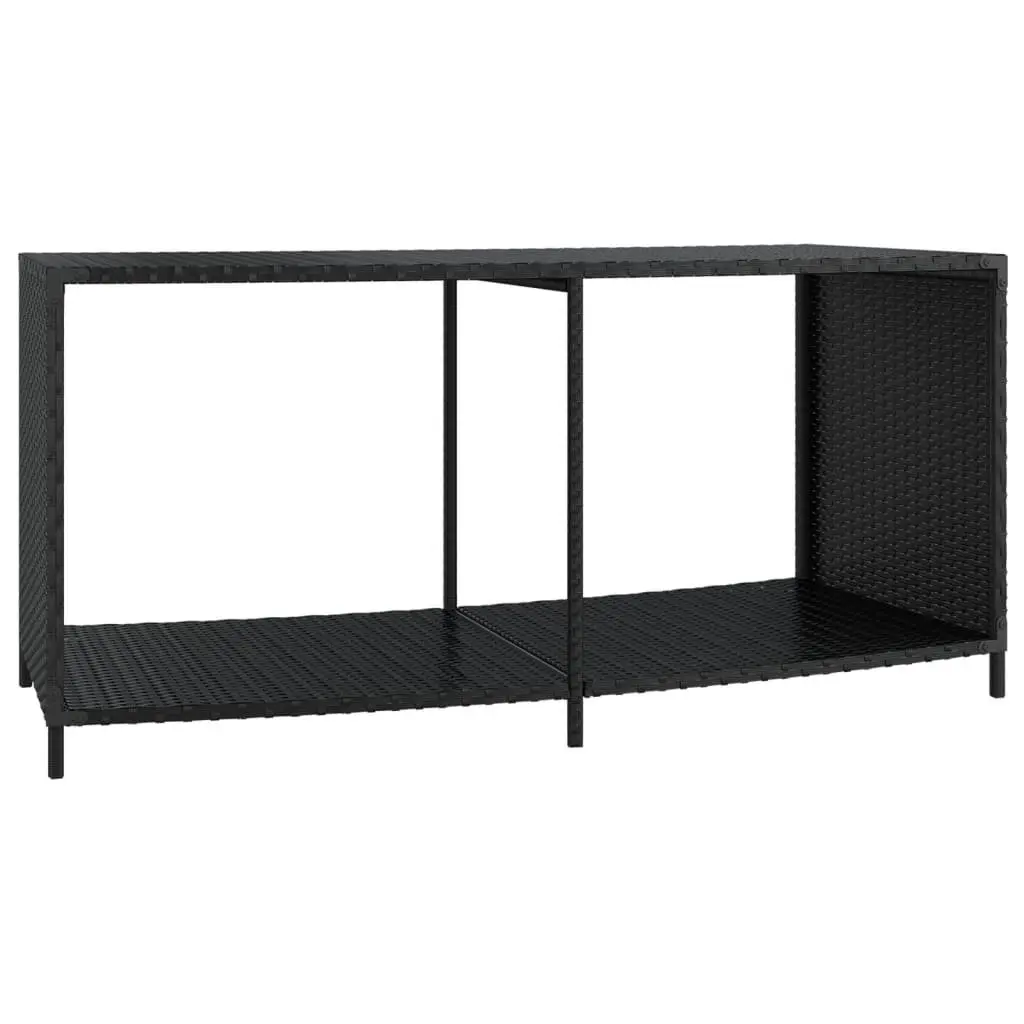 Outdoor Storage Shelves 2 pcs Black Rattan Backyard Pool Spa Organiser Unit