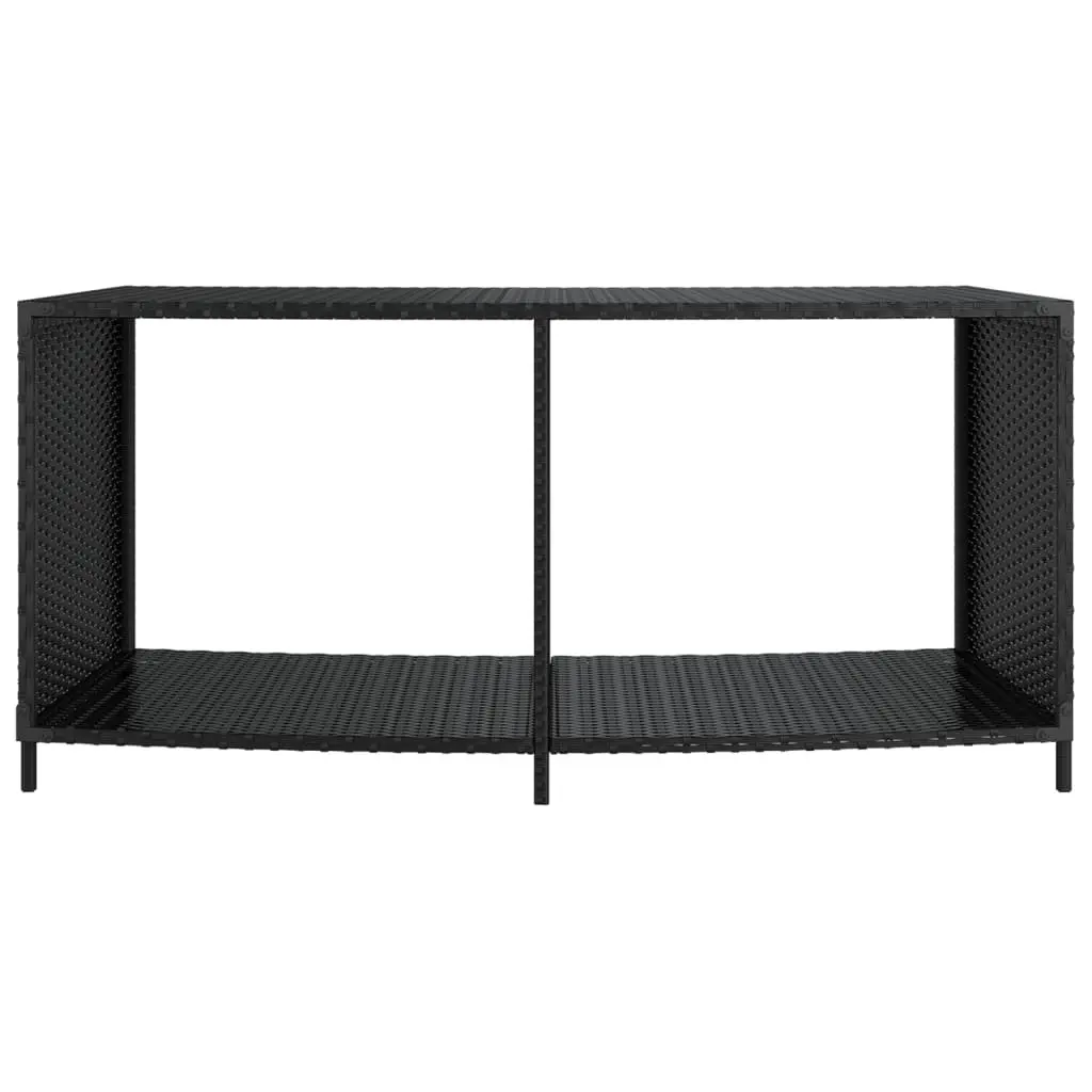 Outdoor Storage Shelves 2 pcs Black Rattan Backyard Pool Spa Organiser Unit