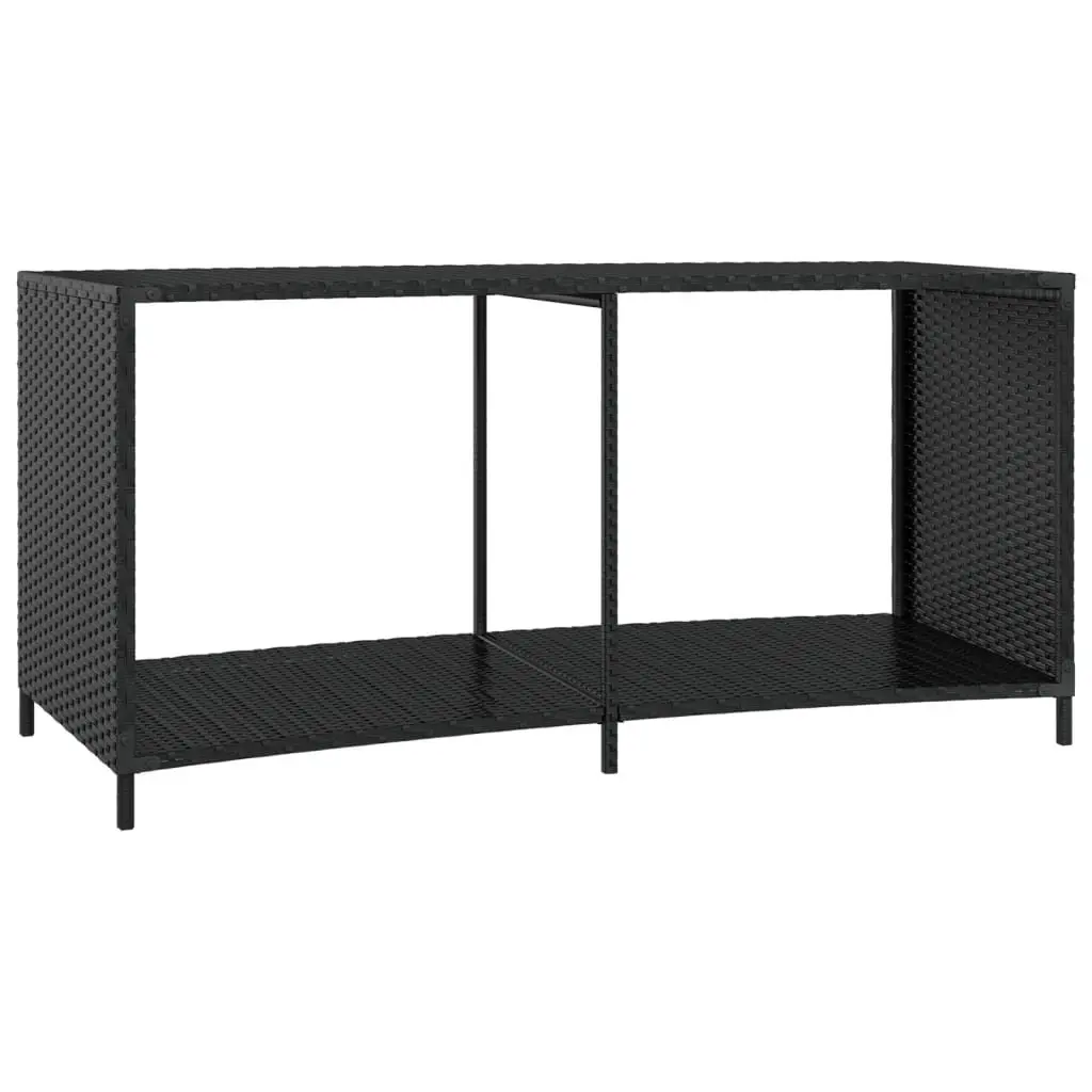 Outdoor Storage Shelves 2 pcs Black Rattan Backyard Pool Spa Organiser Unit