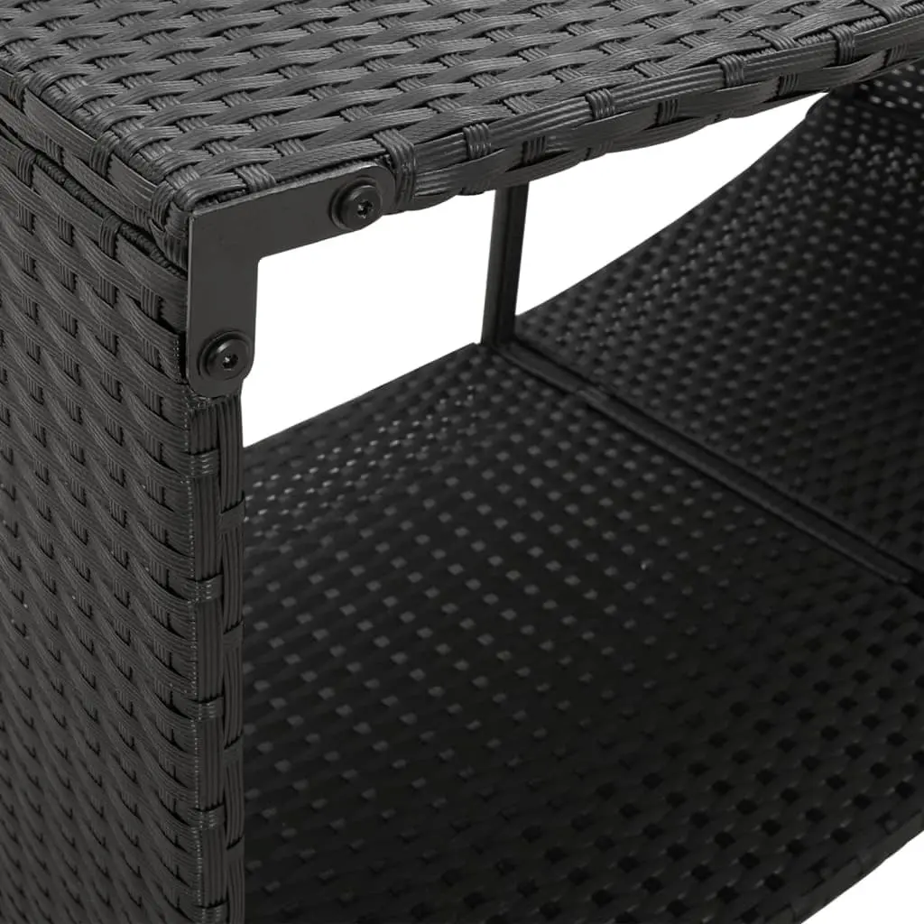 Outdoor Storage Shelves 2 pcs Black Rattan Backyard Pool Spa Organiser Unit