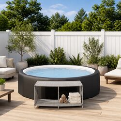 Outdoor Storage Shelves 2pcs Grey Poly Rattan Pool Spa Backyard Organiser Unit