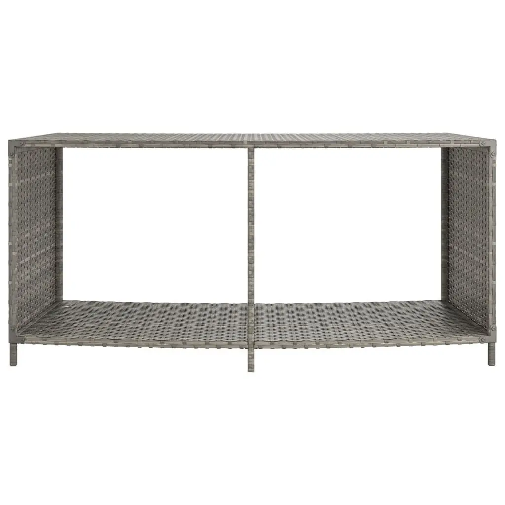 Outdoor Storage Shelves Grey 2 Piece Poly Rattan Organiser Unit