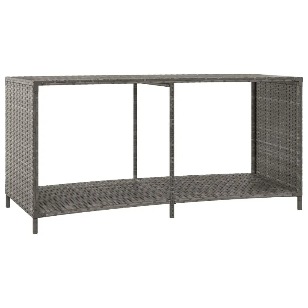 Outdoor Storage Shelves Grey 2 Piece Poly Rattan Organiser Unit