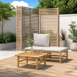 Outdoor Sectional Sofa Lounge Set 3 Piece Garden Furniture Grey Cushions
