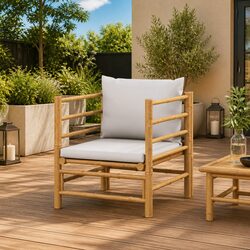 Bamboo Frame Outdoor Sectional Sofa with Cushions
