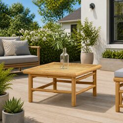 Outdoor Garden Table 65x55x30cm Brown Bamboo Patio Furniture Coffee Dining