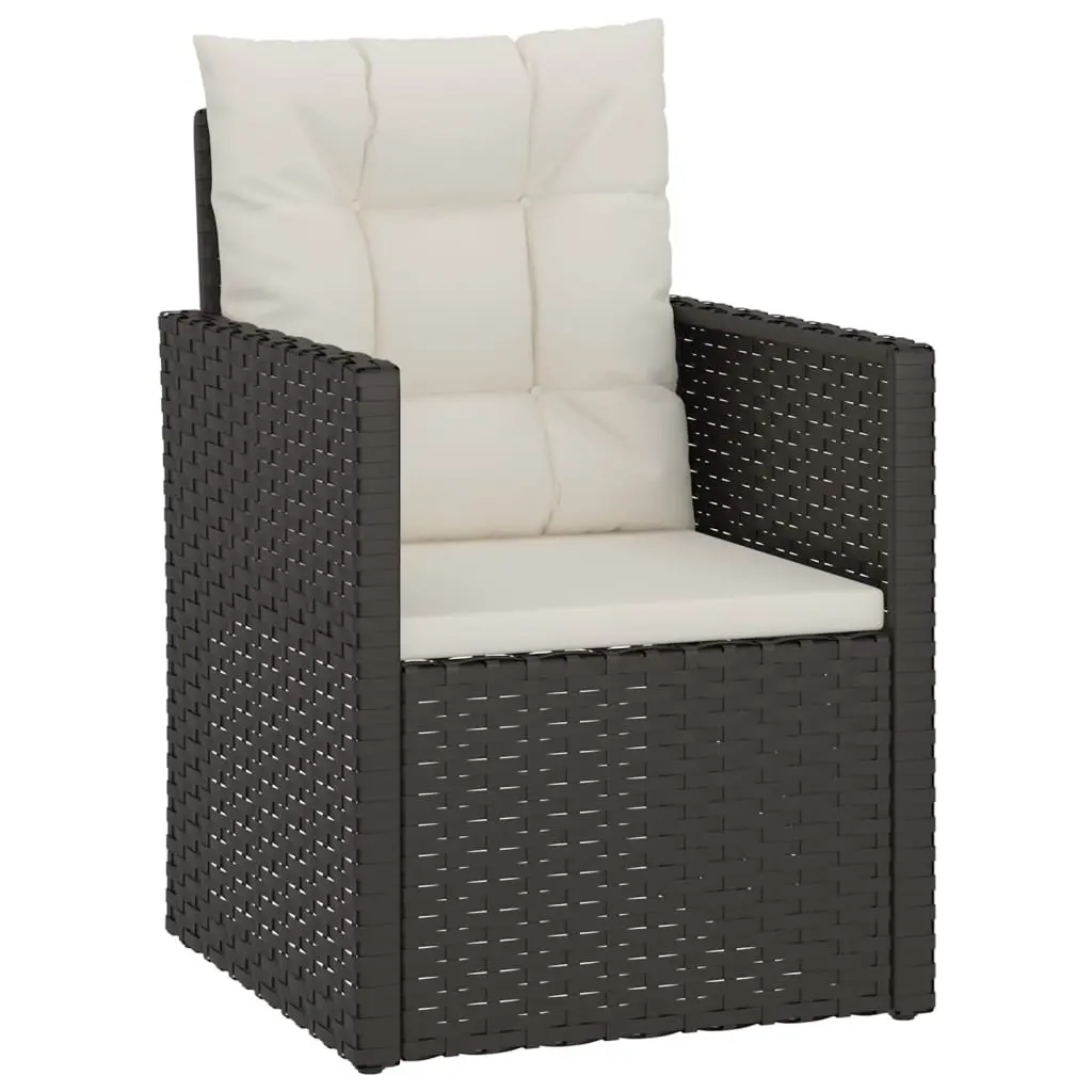 Poly Rattan Outdoor Armchair Black with Cushions Weather Resistant Garden Furniture