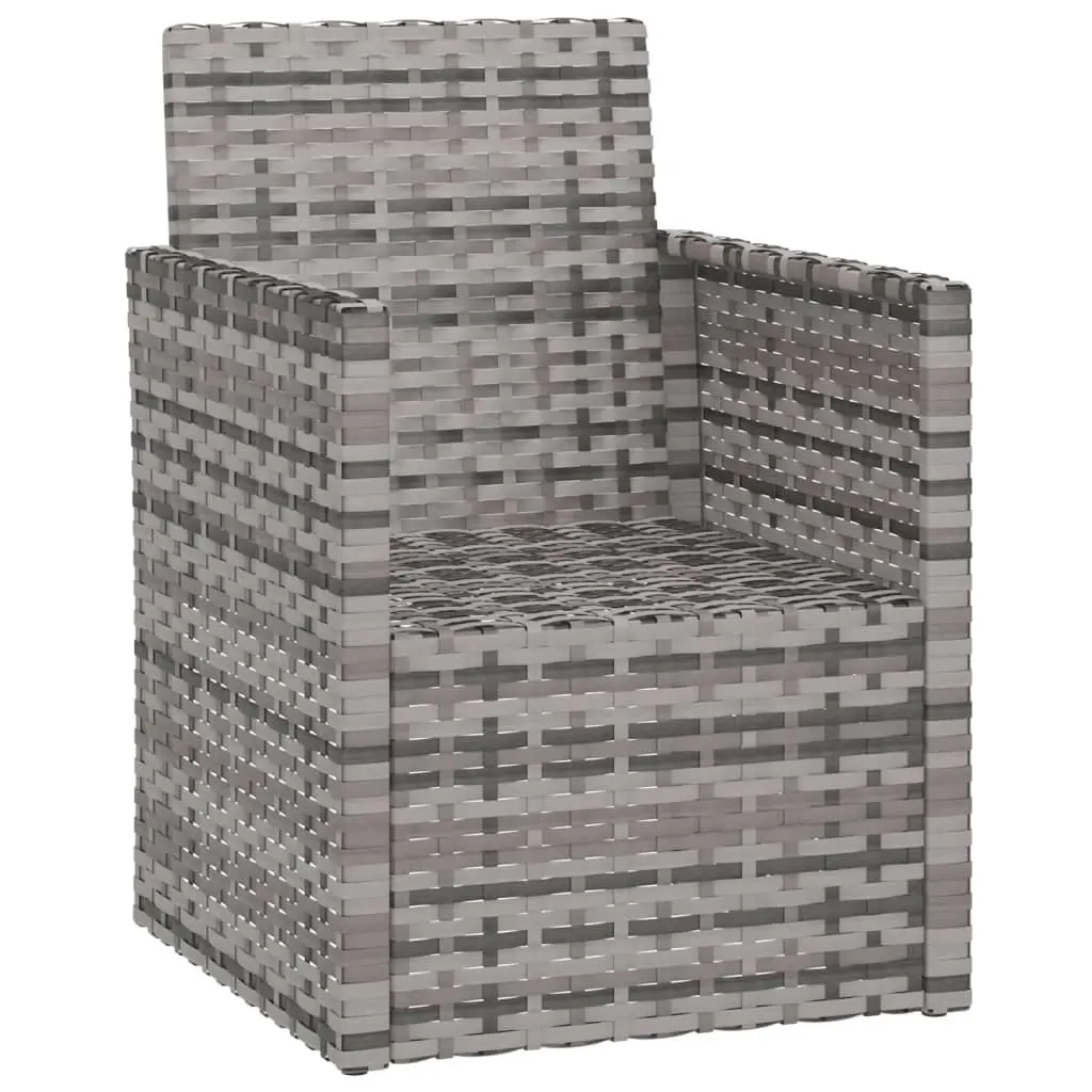 Outdoor Armchair Grey Steel Frame Poly Rattan Cushioned Seating for Garden