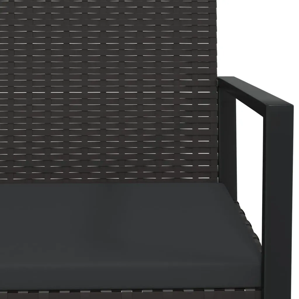 Garden Bench Black 106cm Poly Rattan Cushions Weather Resistant Outdoor Furniture