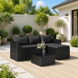 Concise Modular Black Outdoor Lounge Set