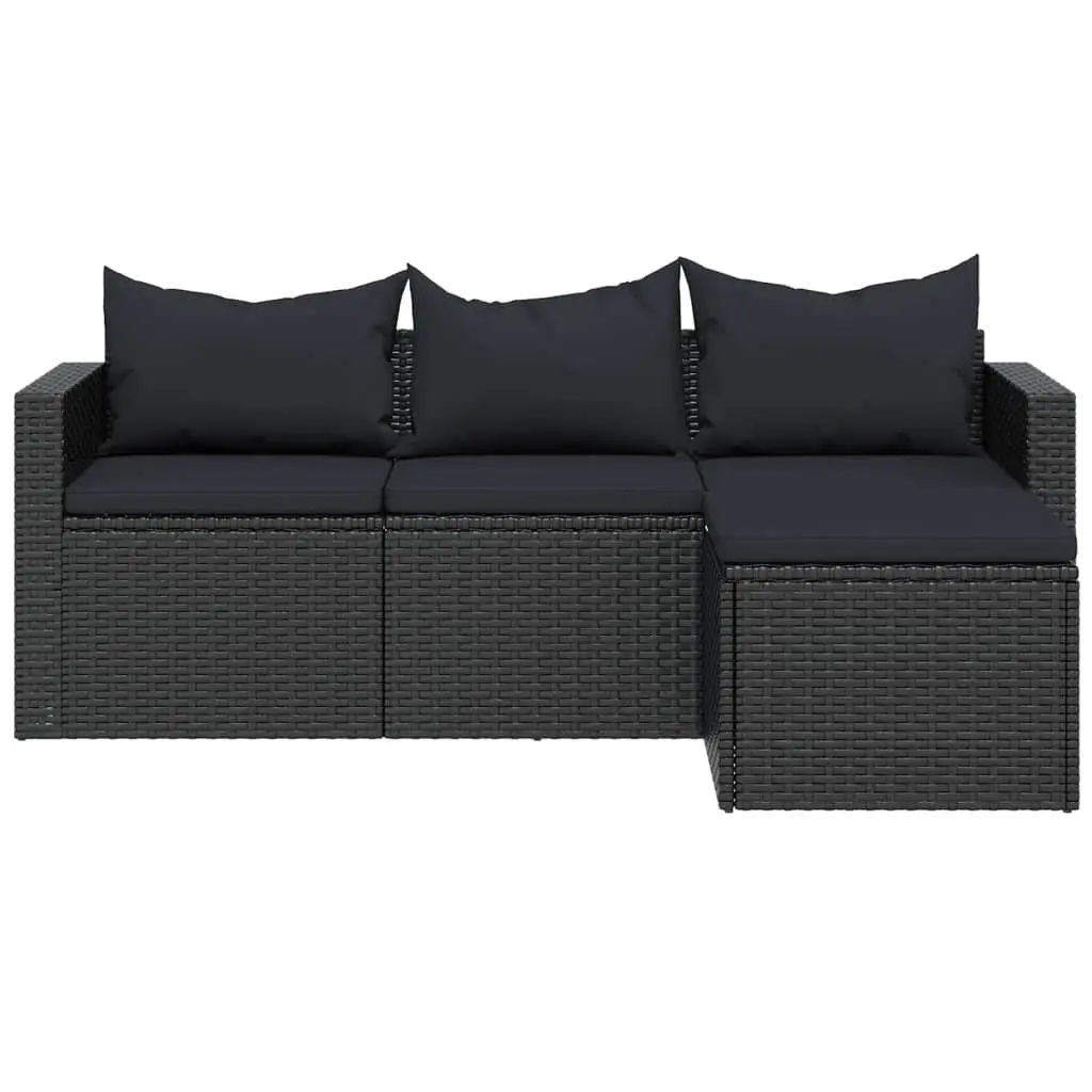 Outdoor Garden Lounge Set Black Poly Rattan Furniture Modular Seating with