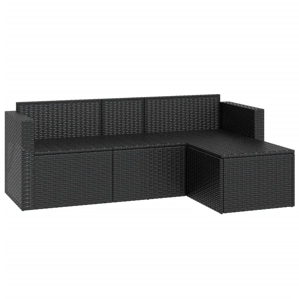 Outdoor Garden Lounge Set Black Poly Rattan Furniture Modular Seating with
