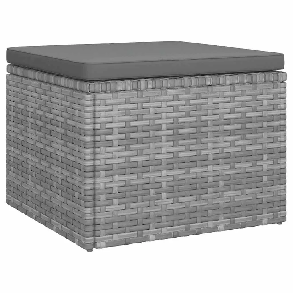 3-Seater Garden Sofa Grey Adjustable Roof Footstool