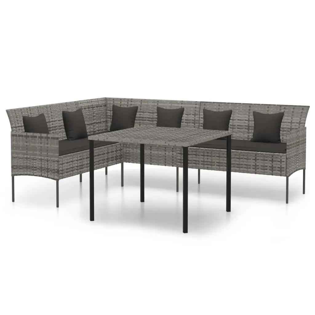 Garden Dining Set 2 Piece Outdoor Furniture Grey Poly Rattan with Cushions