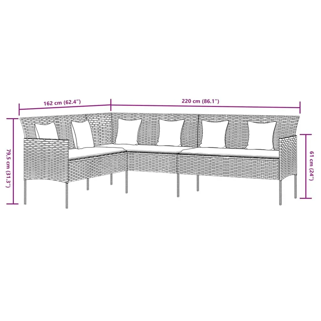 Garden Dining Set 2 Piece Outdoor Furniture Grey Poly Rattan with Cushions