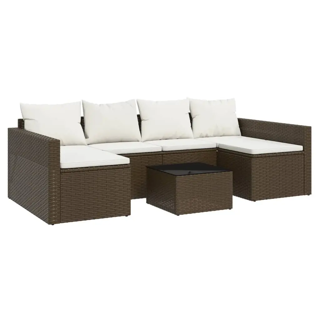 Garden Lounge Set 2 Piece Outdoor Furniture with Cushions Brown Rattan