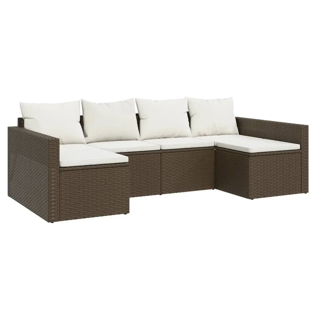 Garden Lounge Set 2 Piece Outdoor Furniture with Cushions Brown Rattan