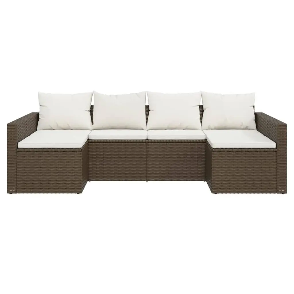 Garden Lounge Set 2 Piece Outdoor Furniture with Cushions Brown Rattan