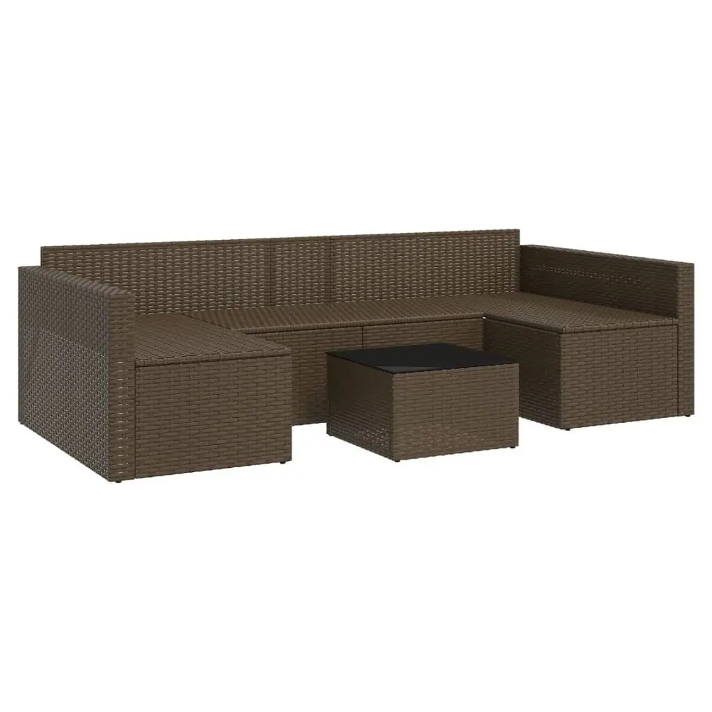 Garden Lounge Set 2 Piece Outdoor Furniture with Cushions Brown Rattan