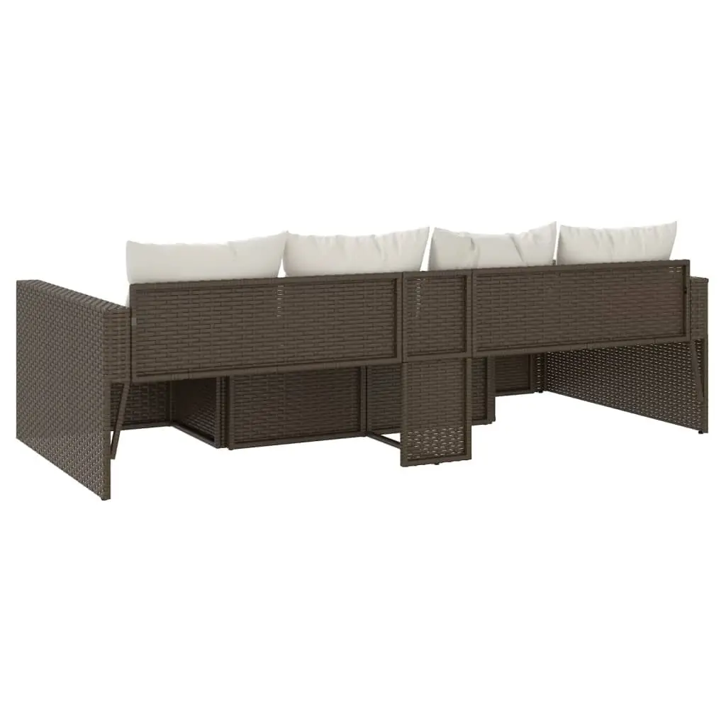 Garden Lounge Set 2 Piece Outdoor Furniture with Cushions Brown Rattan