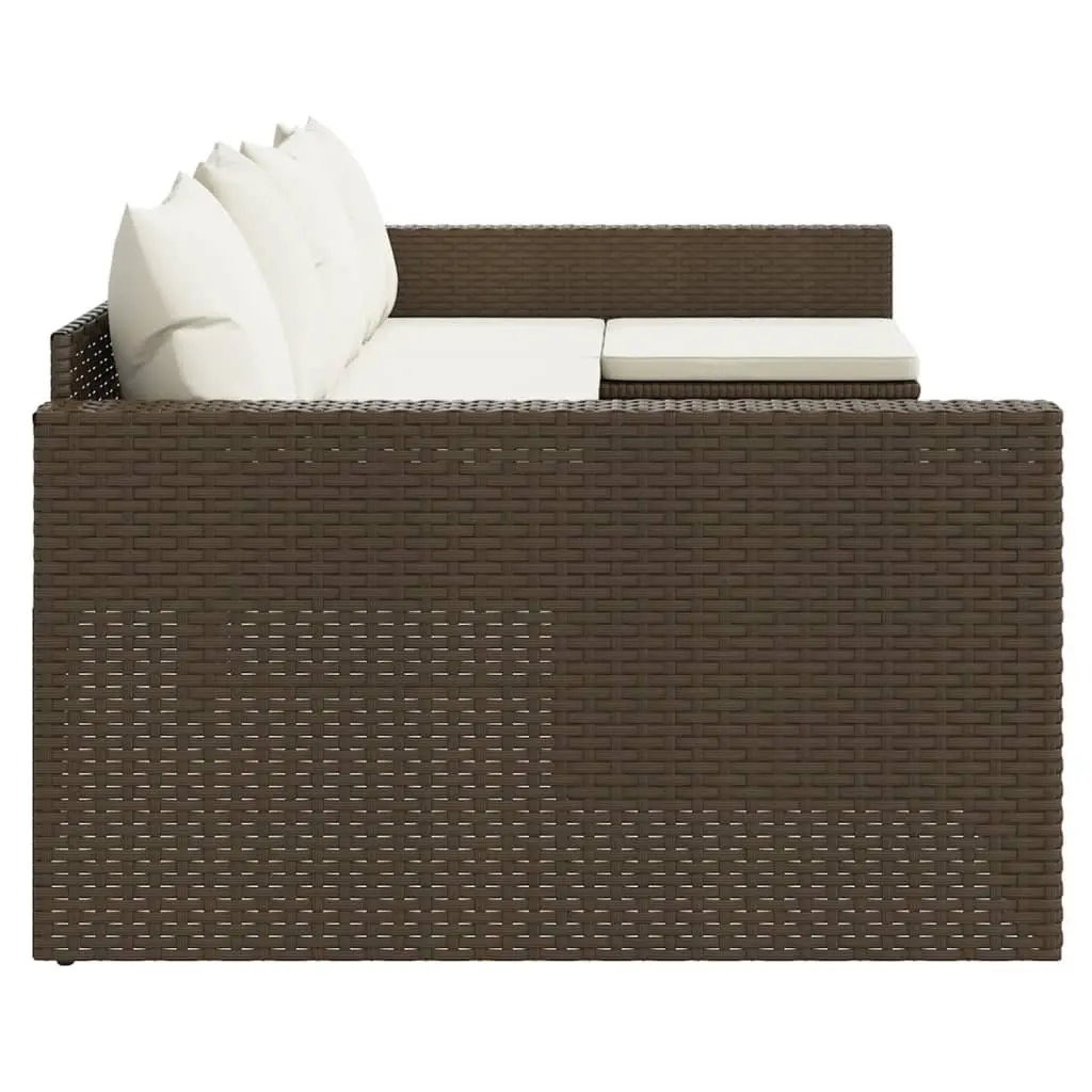 Garden Lounge Set 2 Piece Outdoor Furniture with Cushions Brown Rattan