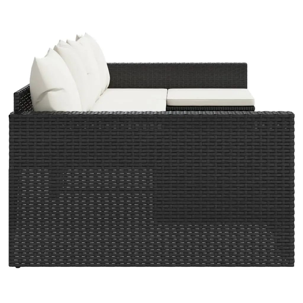 Garden Lounge Set Black 2 Piece Outdoor Furniture with Cushions Coffee Table