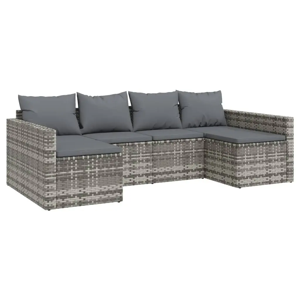 Garden Lounge Set Grey 2 Piece Cushions Weather Resistant Poly Rattan Outdoor Furniture