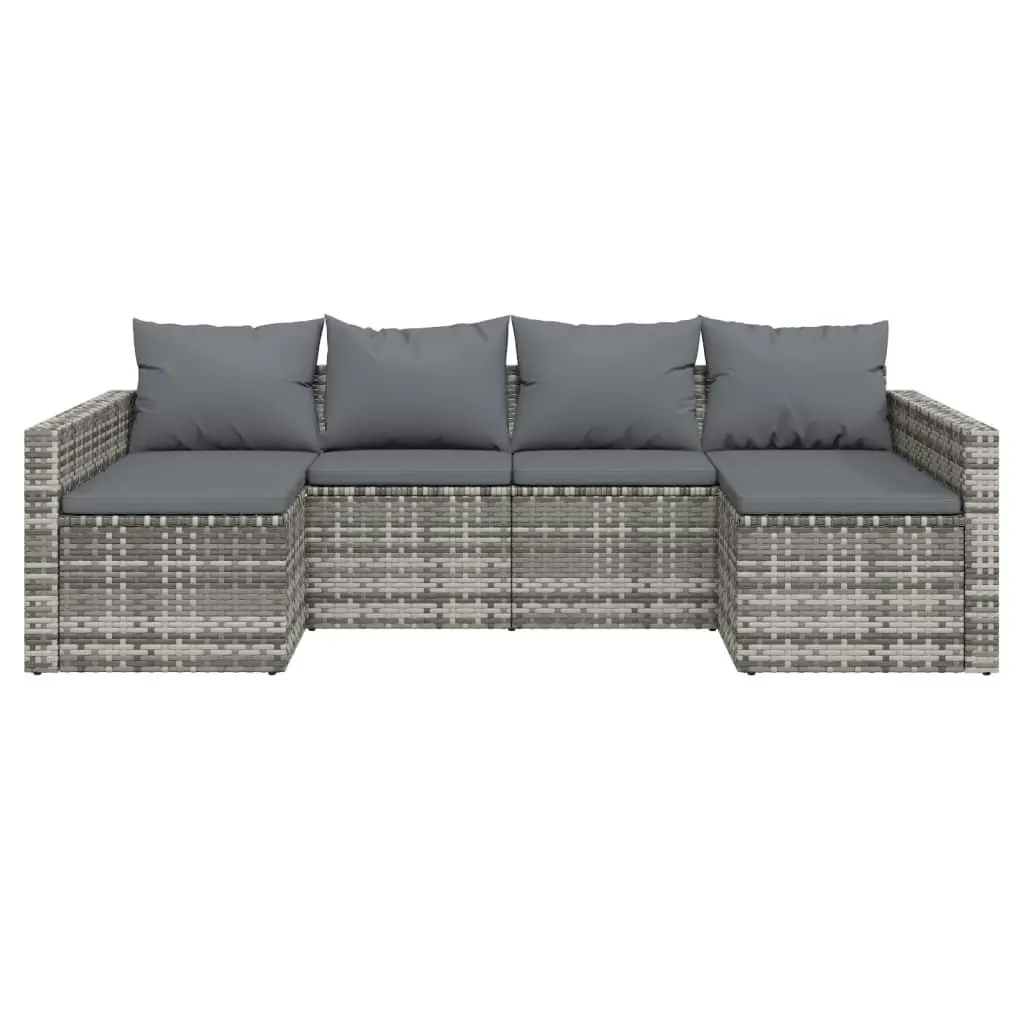 Garden Lounge Set Grey 2 Piece Cushions Weather Resistant Poly Rattan Outdoor Furniture