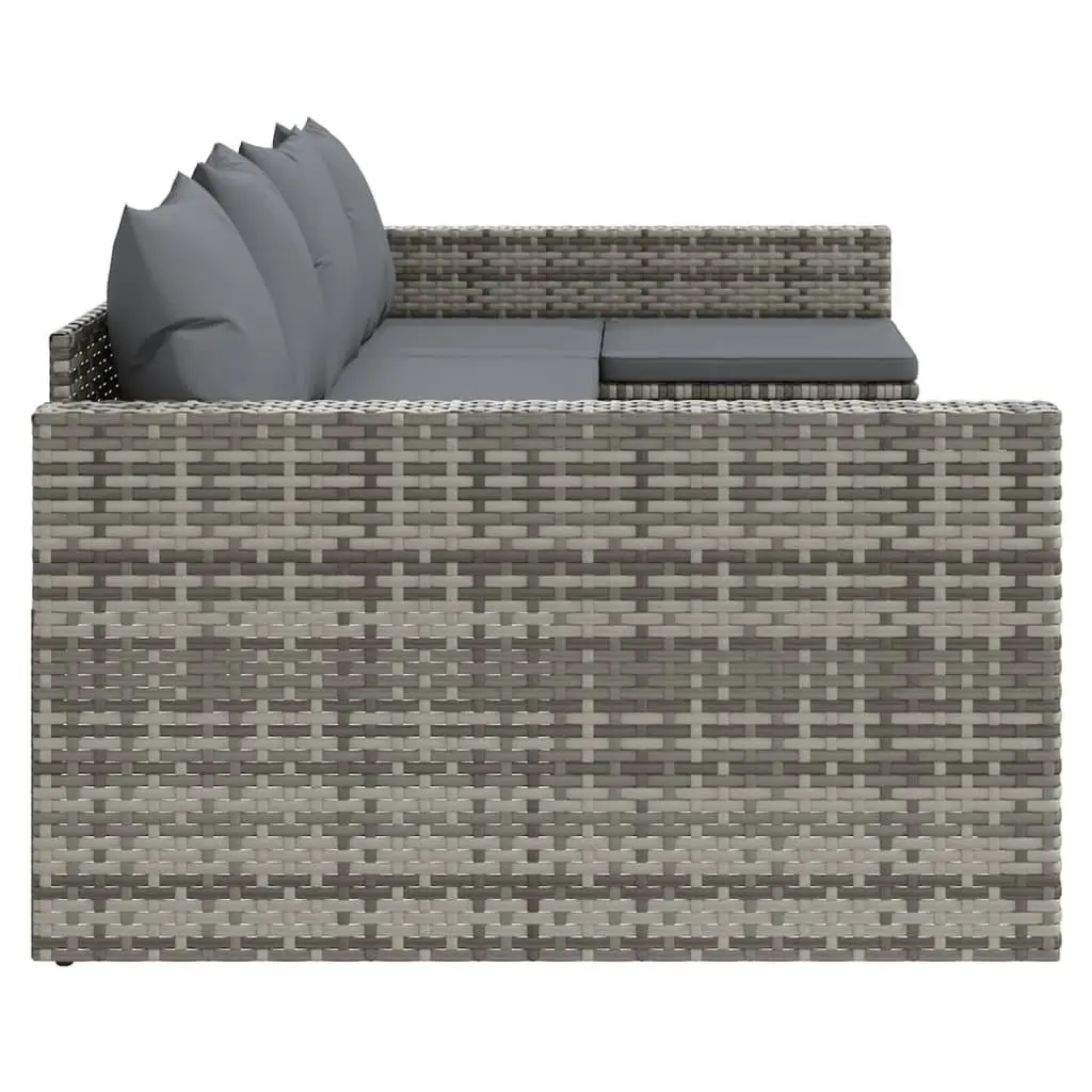 Garden Lounge Set Grey 2 Piece Cushions Weather Resistant Poly Rattan Outdoor Furniture