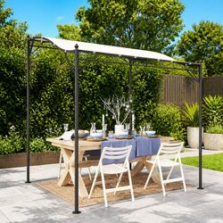 Canopy Cream 2x2.3m Outdoor Garden Gazebo Tent Curved Top Steel Frame