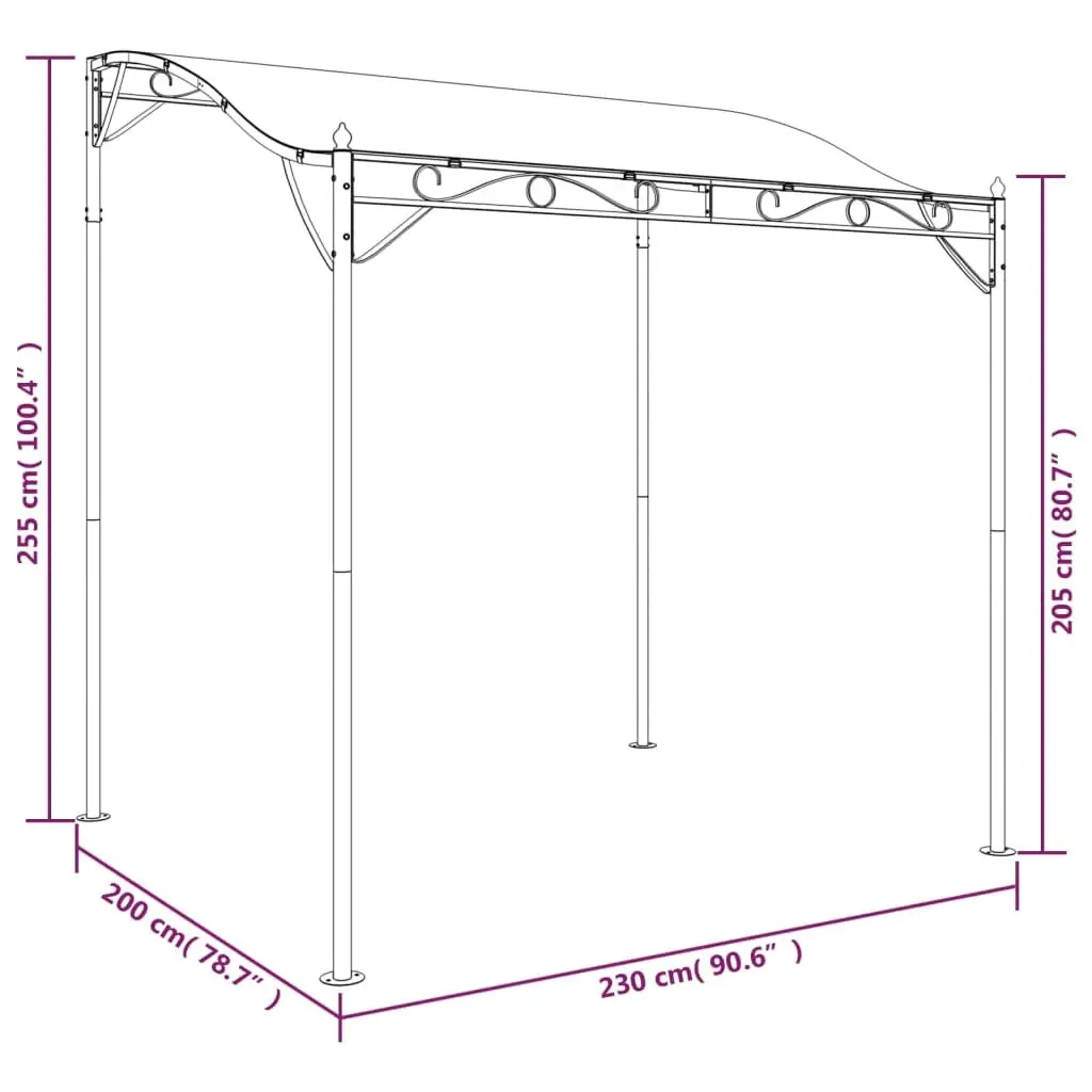 Canopy Anthracite 2x2.3m Outdoor Garden Gazebo Tent Waterproof Polyester Fabric Steel Frame