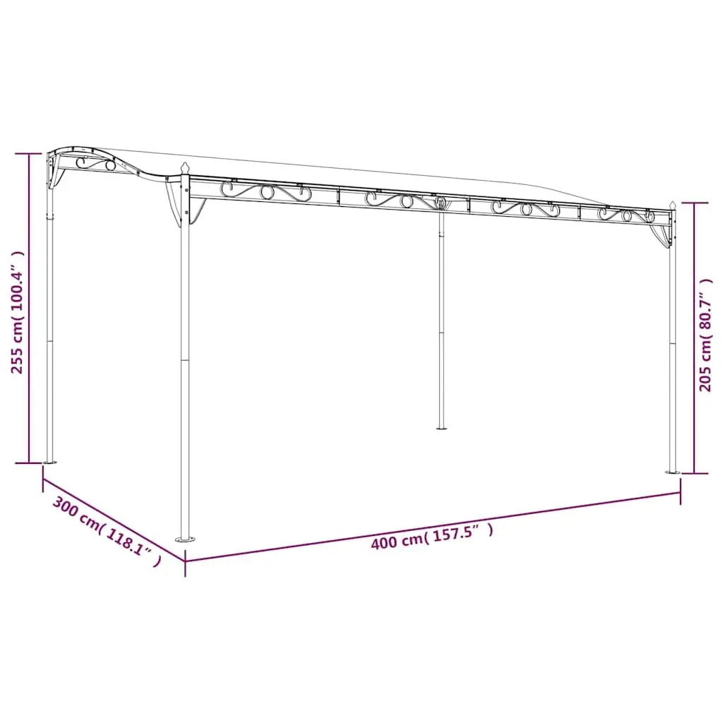 Garden Canopy Cream 4x3m Water-resistant UV-resistant Powder-coated Steel Frame