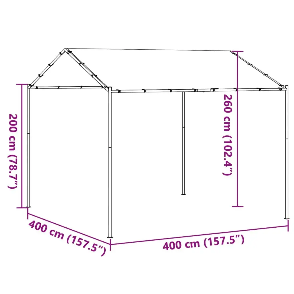 Outdoor Canopy Tent Beige Steel Frame 4x4m Spacious Garden Shelter for Gatherings