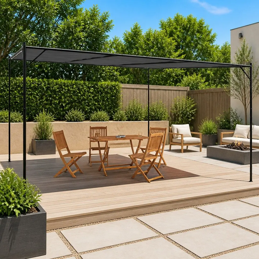 Gazebo Anthracite 4x4 m Water-Resistant Polyester Steel Frame