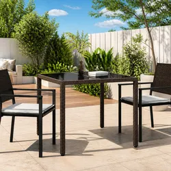 Compact 90x90x75cm Brown Outdoor Dining Table for Gatherings