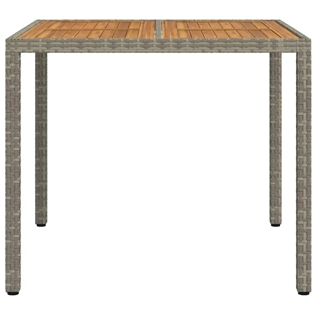 Garden Table Grey 90 x 90 x 75 cm Poly Rattan Outdoor Dining Furniture