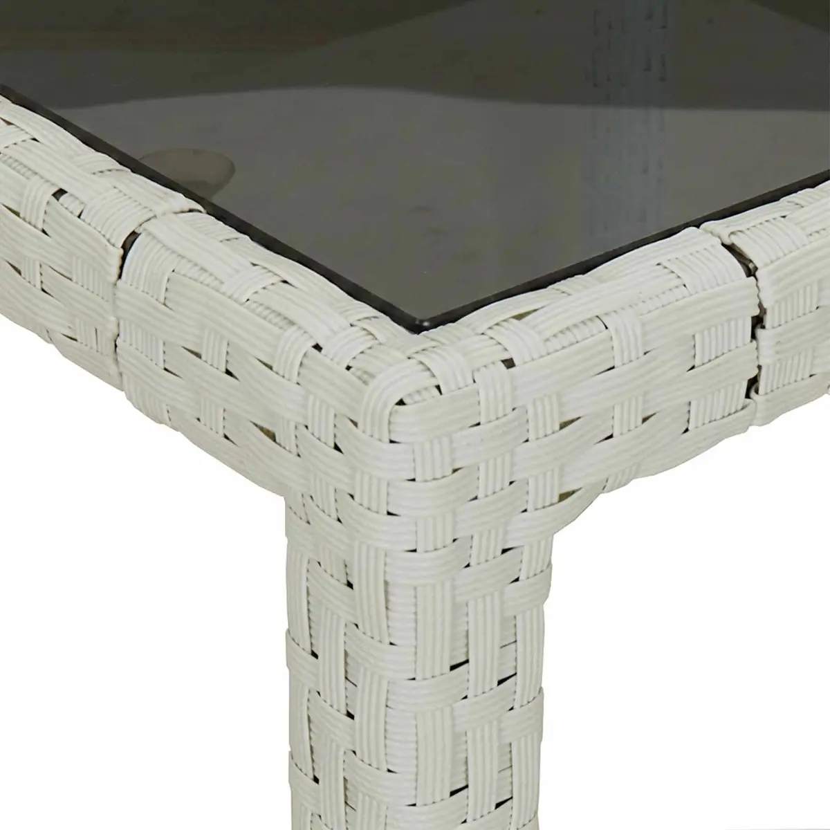 Garden Dining Table 150x90x75cm Outdoor Furniture White Poly Rattan Patio