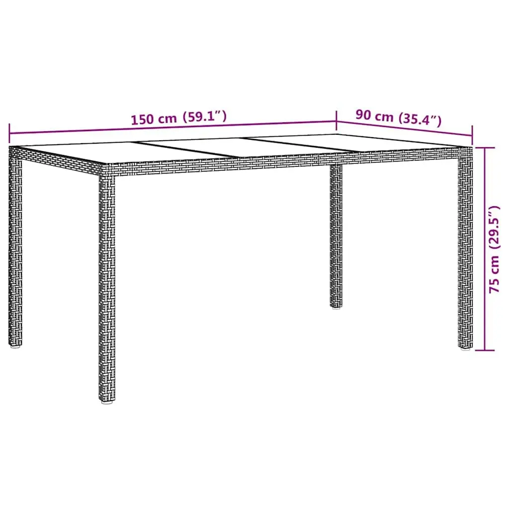 Garden Dining Table 150x90x75cm Outdoor Furniture White Poly Rattan Patio