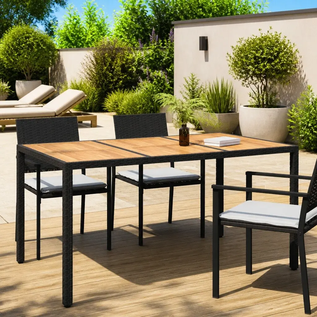 Black Garden Dining Table 150x90x75cm