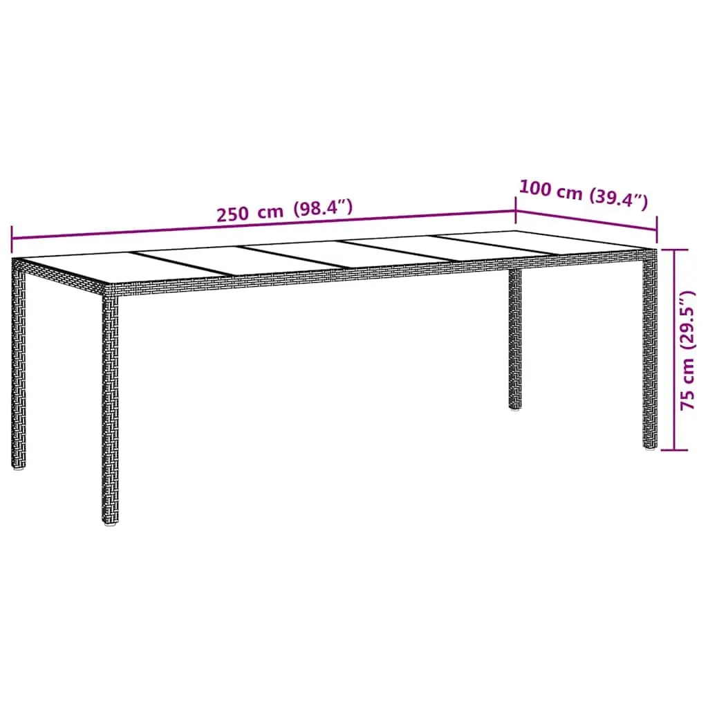 Garden Dining Table 250x100x75cm