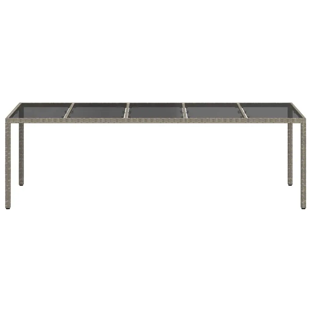 Garden Dining Table Grey 250x100x75cm Outdoor Poly Rattan Steel Frame