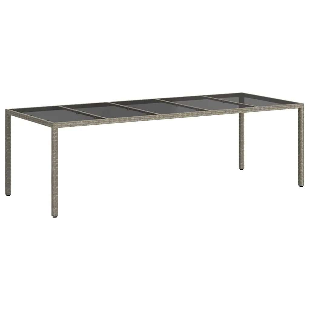 Garden Dining Table Grey 250x100x75cm Outdoor Poly Rattan Steel Frame