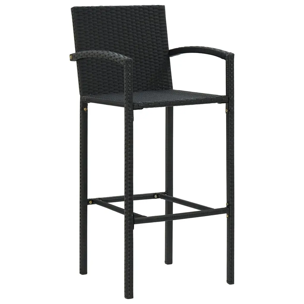 Bar Stools Black 4 Piece Weather-Resistant PE Rattan Indoor Outdoor Kitchen Dining Seat