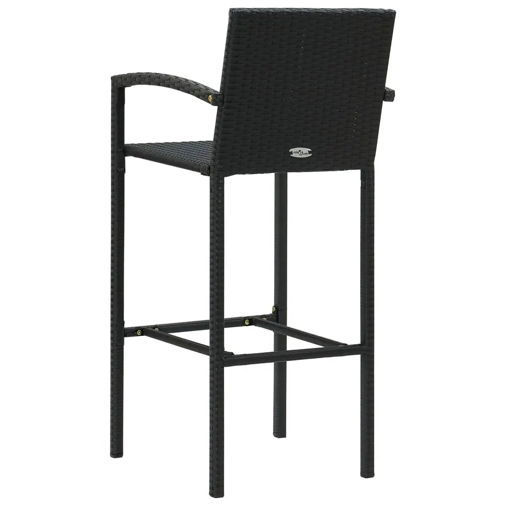 Bar Stools Black 4 Piece Weather-Resistant PE Rattan Indoor Outdoor Kitchen Dining Seat