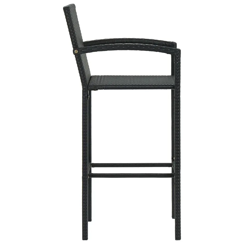 Bar Stools Black 4 Piece Weather-Resistant PE Rattan Indoor Outdoor Kitchen Dining Seat