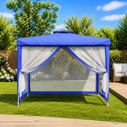 Gazebo Outdoor Shelter Double Roof Mesh Sidewalls 3x3m Garden Canopy Pavilion